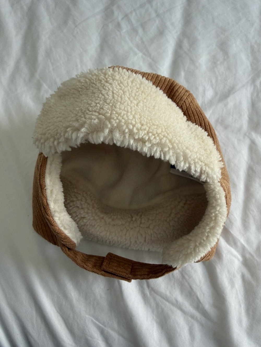 Kids Brown Corduroy Sherpa-Lined Trapear Hat 6-12months - Picture 2 of 6